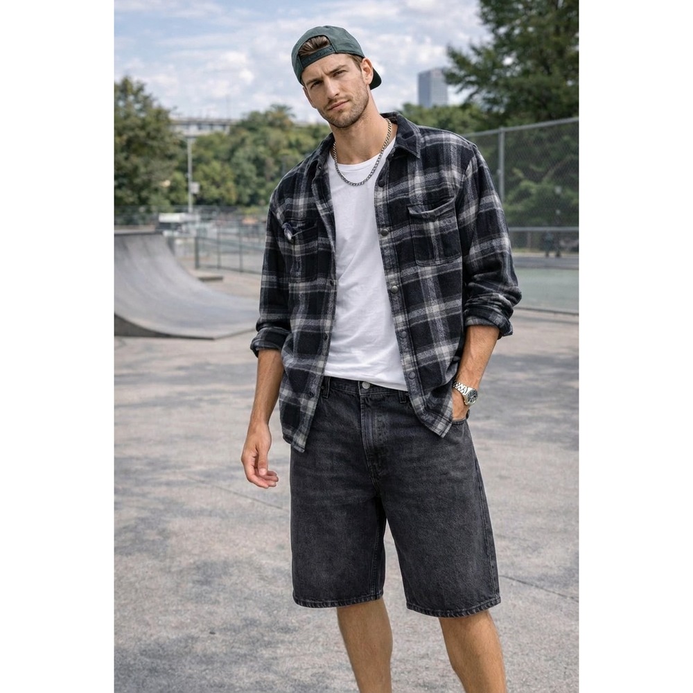 NEW Levi's 454 Relaxed Shorts Mens 40 Black Denim Cotton Workwear Casual Grunge